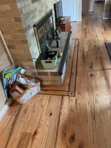 custom floor around the fireplace