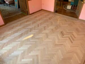 beautiful herring bone hardwood floor
